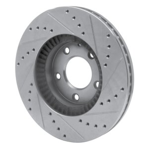 Mazda Millenia Brake Rotor (1) - Front Left - R1 Concepts - Drilled & Slotted - Silver - `01-`02